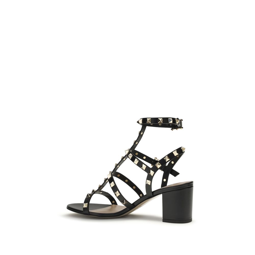 Valentino Garavani Black Calf Leather Bos Taurus Platform Sandals - immagine 3