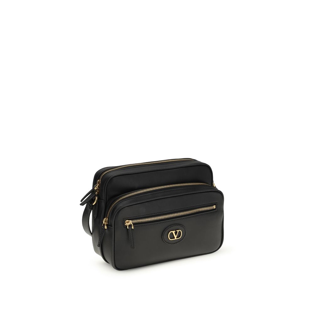 Valentino Garavani Black Calf Leather Bos Taurus Shoulder Bag - immagine 2