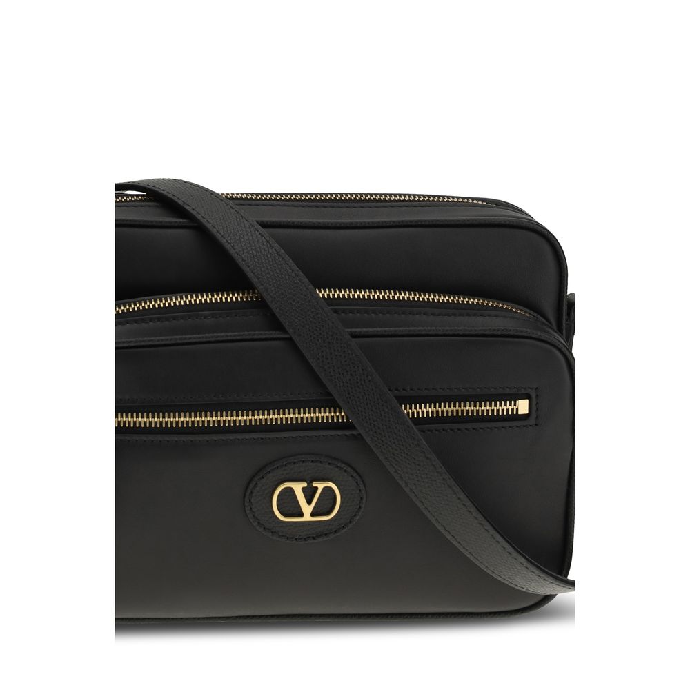 Valentino Garavani Black Calf Leather Bos Taurus Shoulder Bag - immagine 4