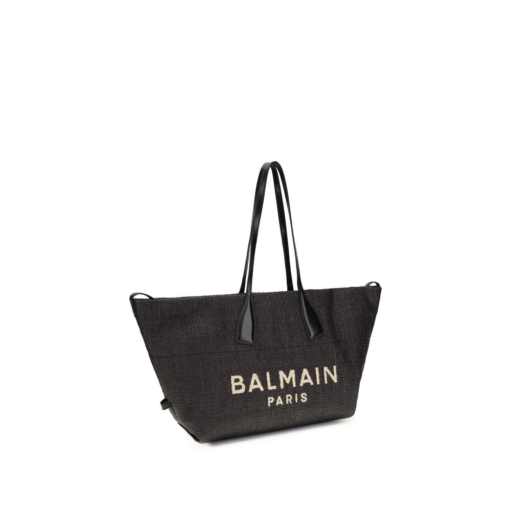 Balmain Black Raffia Shoulder Bag - immagine 2