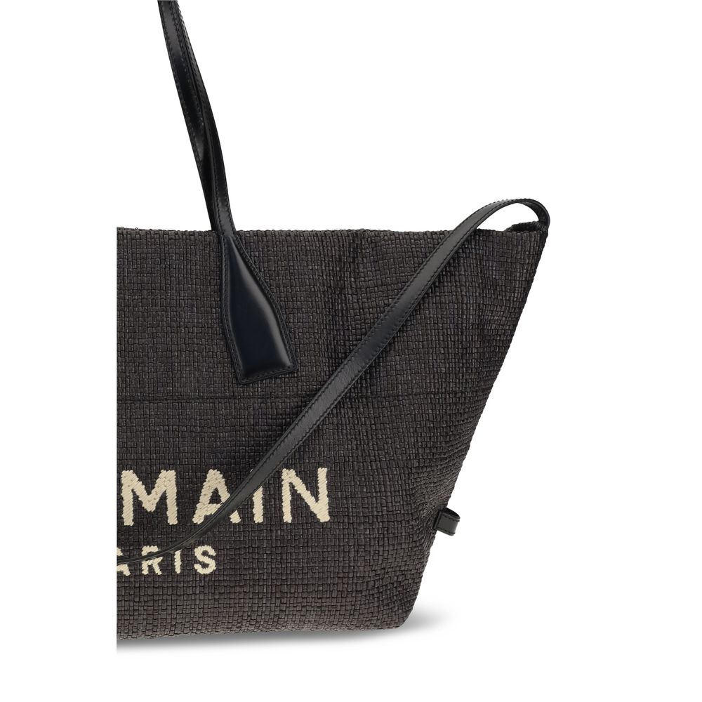 Balmain Black Raffia Shoulder Bag - immagine 4