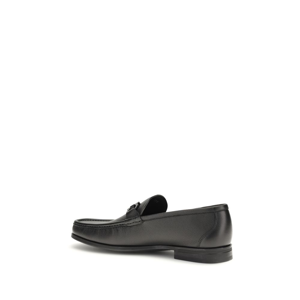Ferragamo Black Calf Leather Bos Taurus Slip-On Loafers - immagine 3