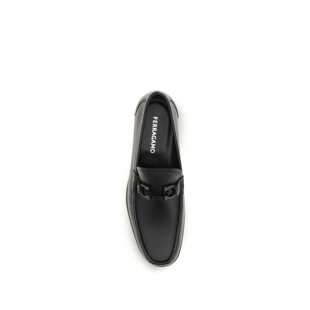 Ferragamo Black Calf Leather Bos Taurus Slip-On Loafers - immagine 4