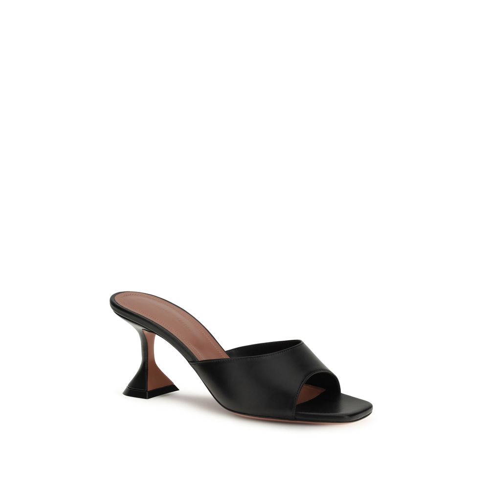 Amina Muaddi Black Calf Leather Bos Taurus Stiletto Heel Sandals - immagine 2