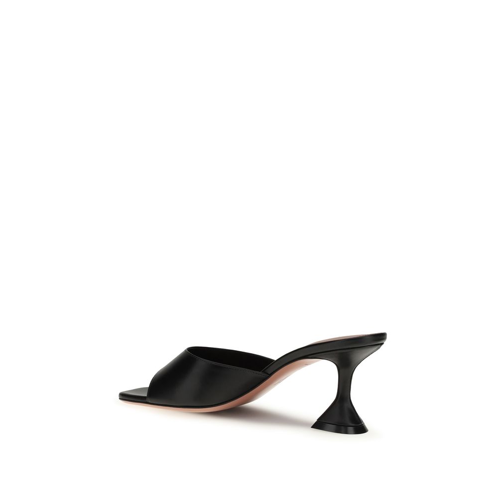 Amina Muaddi Black Calf Leather Bos Taurus Stiletto Heel Sandals - immagine 3