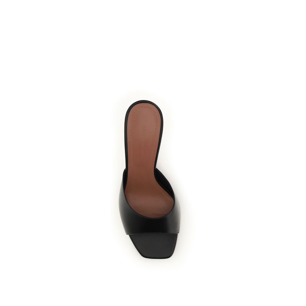 Amina Muaddi Black Calf Leather Bos Taurus Stiletto Heel Sandals - immagine 4