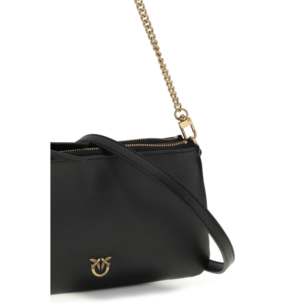 PINKO Black Calf Leather Bos Taurus Shoulder Bag - immagine 4