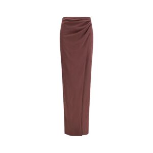 The Andamane Brown Silk Midi Skirt