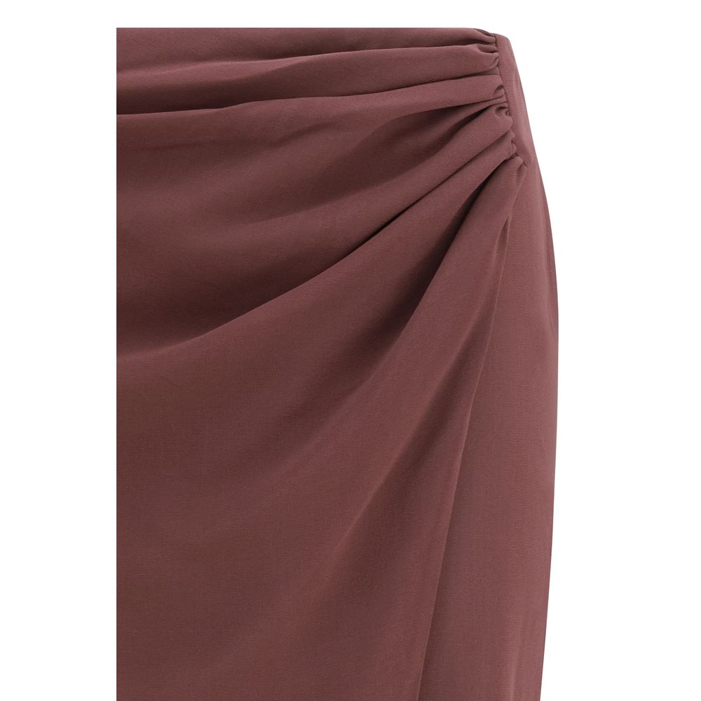 The Andamane Brown Silk Midi Skirt - immagine 3