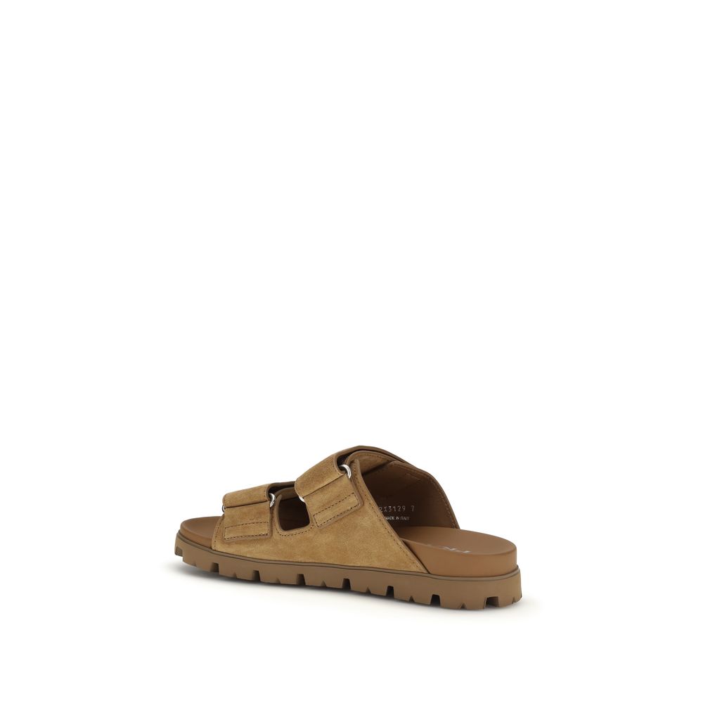 Prada Brown Calf Leather Bos Taurus Strap-On Sandals - immagine 3