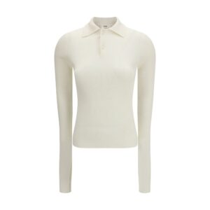 RIER White Silk Polo Shirt