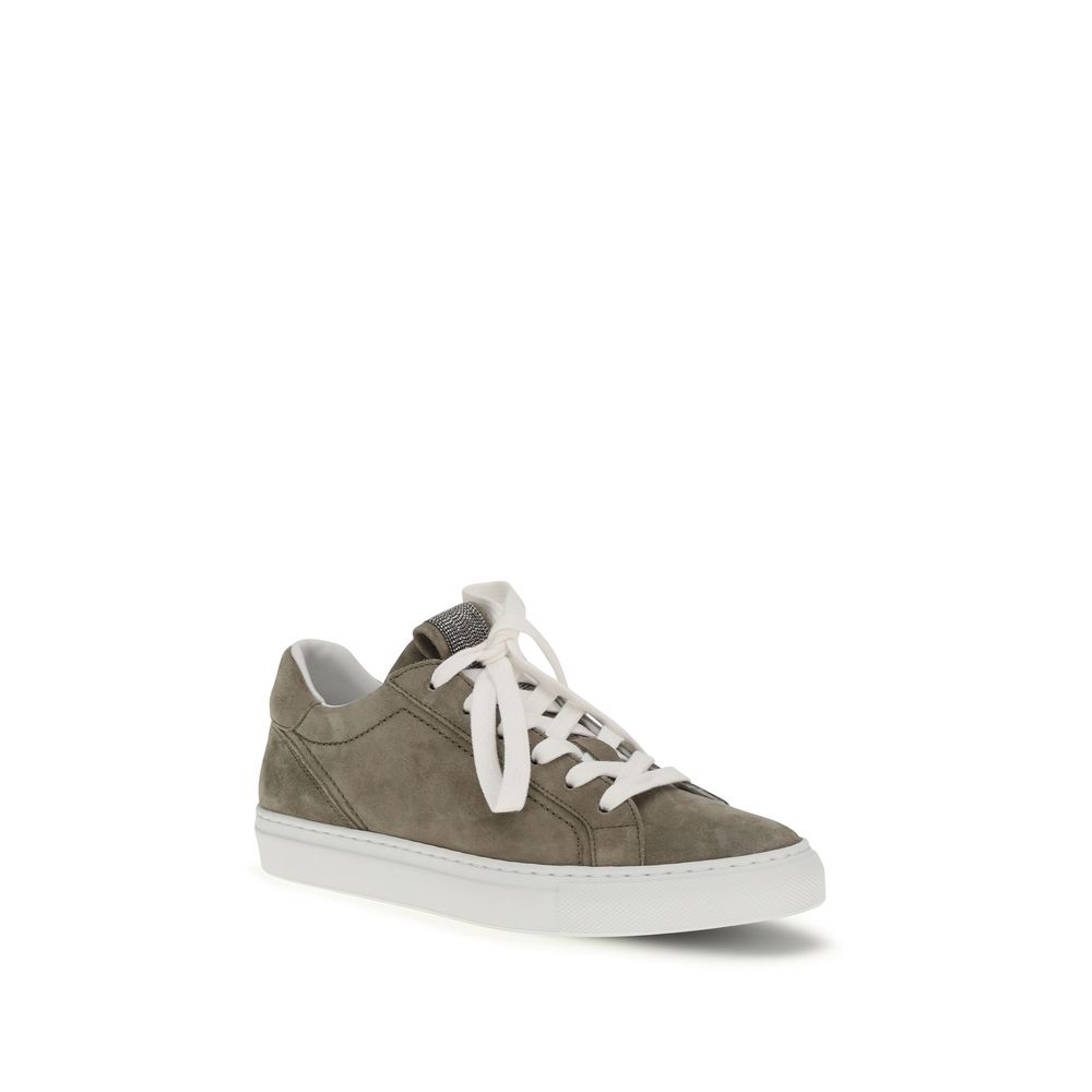 Brunello Cucinelli Gray Calf Leather Bos Taurus Sneakers - immagine 2