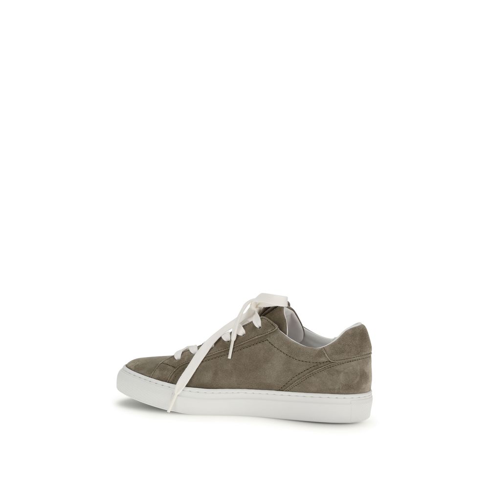 Brunello Cucinelli Gray Calf Leather Bos Taurus Sneakers - immagine 3