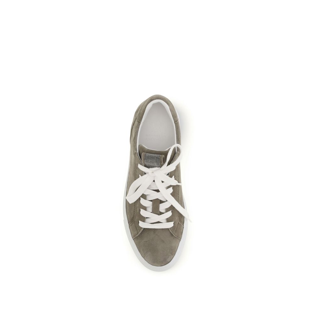 Brunello Cucinelli Gray Calf Leather Bos Taurus Sneakers - immagine 4