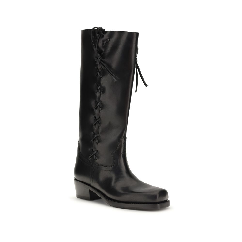 Paris Texas Black Calf Leather Bos Taurus Lace-Up Boots - immagine 2