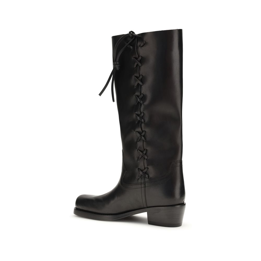 Paris Texas Black Calf Leather Bos Taurus Lace-Up Boots - immagine 3