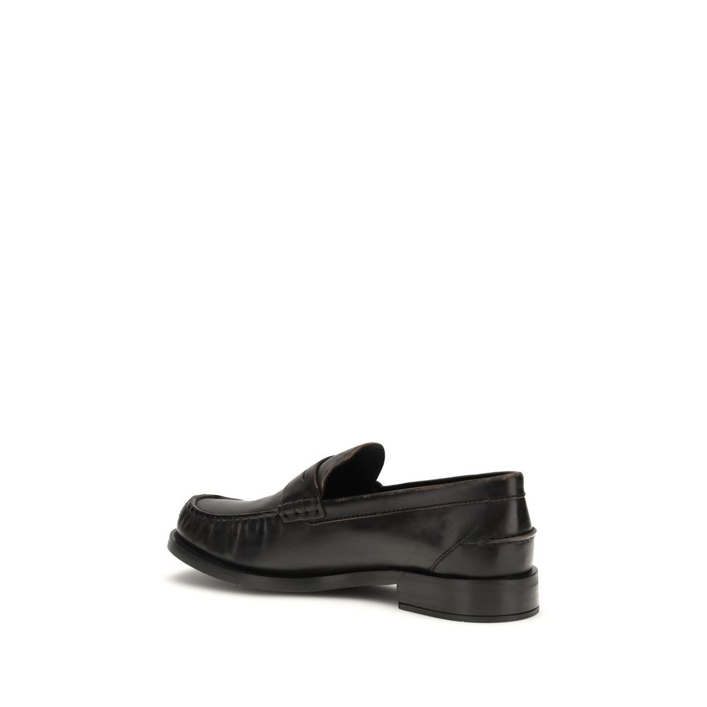 Prada Black Calf Leather Bos Taurus Slip-On Loafers - immagine 3