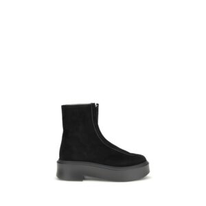 The Row Black Calf Leather Bos Taurus Lace-Up Boots