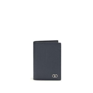 Valentino Garavani Blue Calf Leather Bos Taurus Wallet