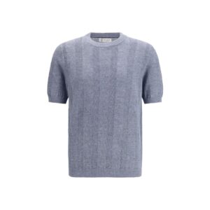 Brunello Cucinelli Blue Linen T-Shirt