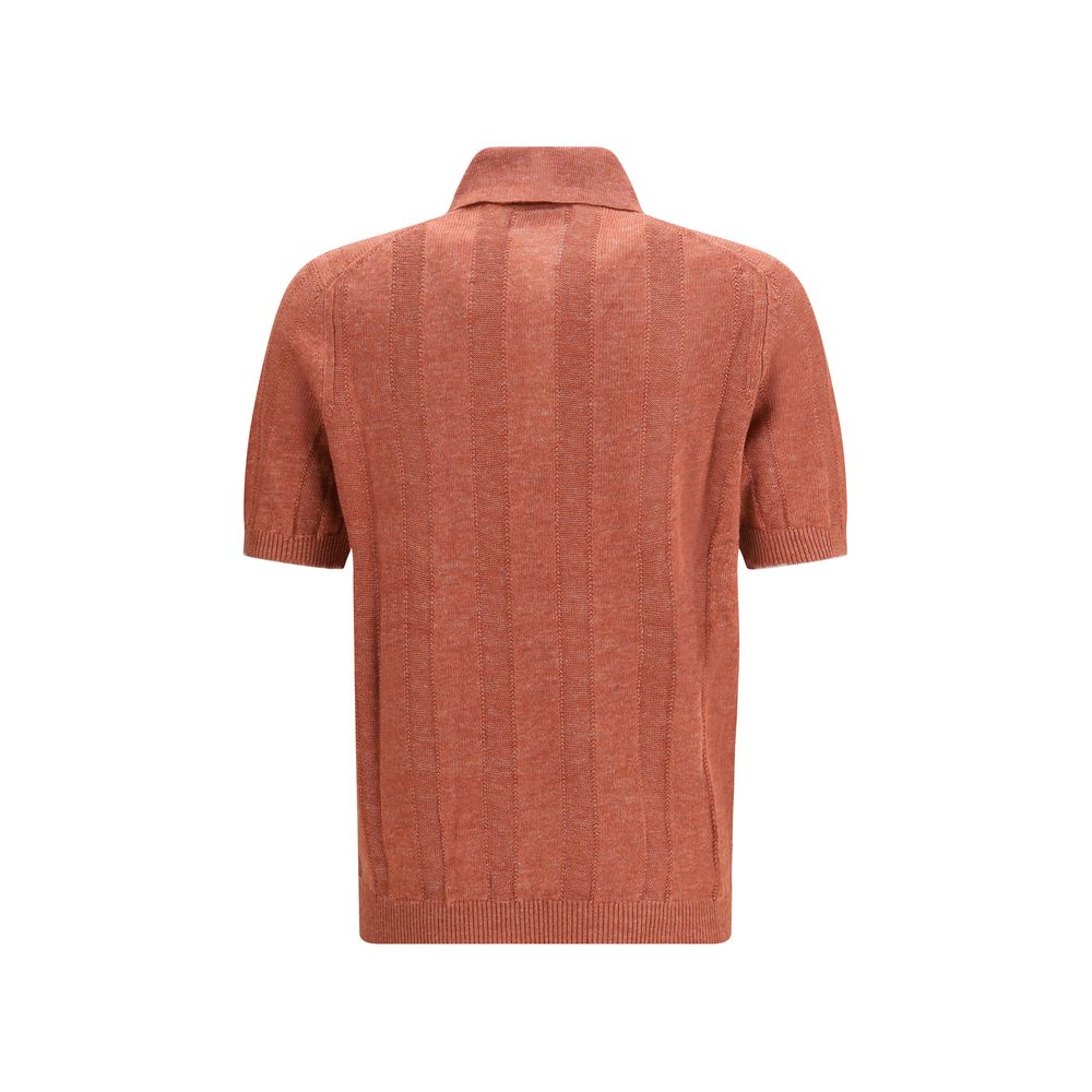 Brunello Cucinelli Orange Cotton Polo Shirt - immagine 2