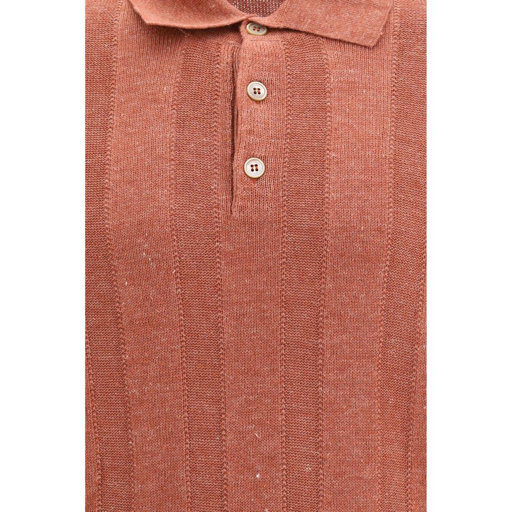 Brunello Cucinelli Orange Cotton Polo Shirt - immagine 3