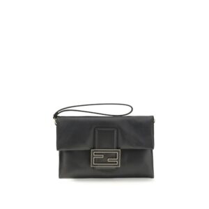 Fendi Black Lamb Ovis Aries Aries Clutch Bag