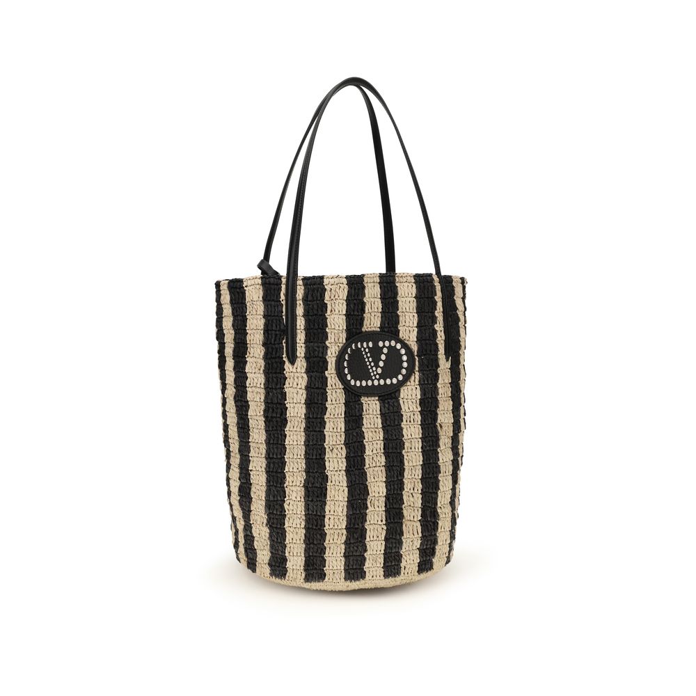 Valentino Garavani Black Raffia Backet Bag - immagine 2