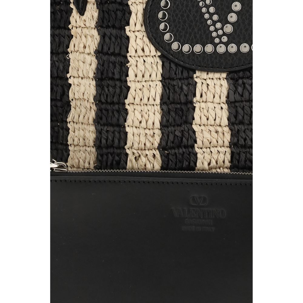 Valentino Garavani Black Raffia Backet Bag - immagine 4
