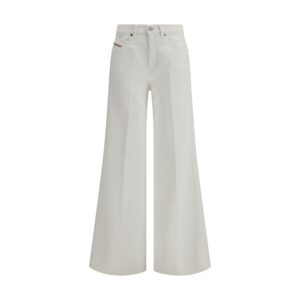 Diesel White Cotton Flared Jeans