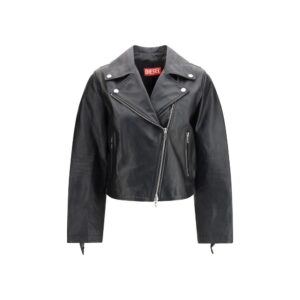 Diesel Black Calf Leather Bos Taurus Leather Jacket