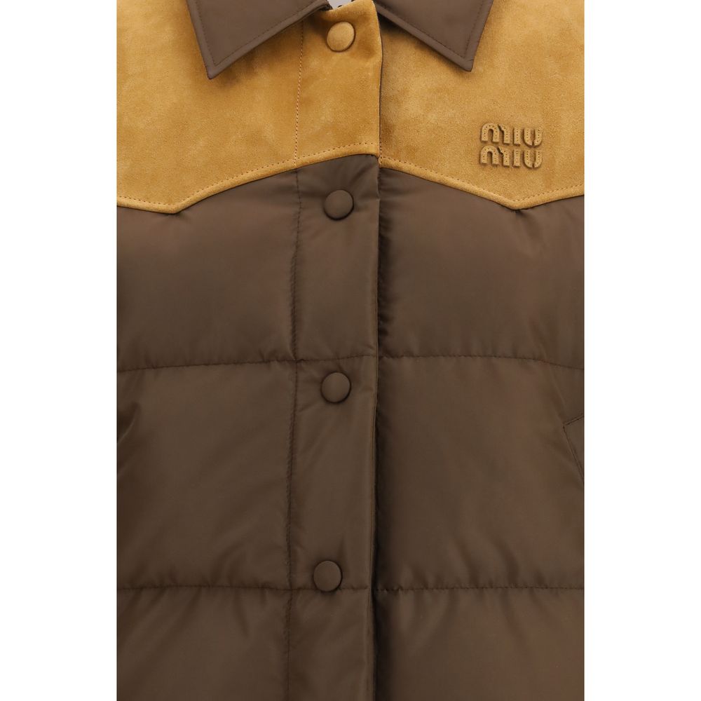 Miu Miu Brown Recycled Polyester Full-Length Jacket - immagine 3