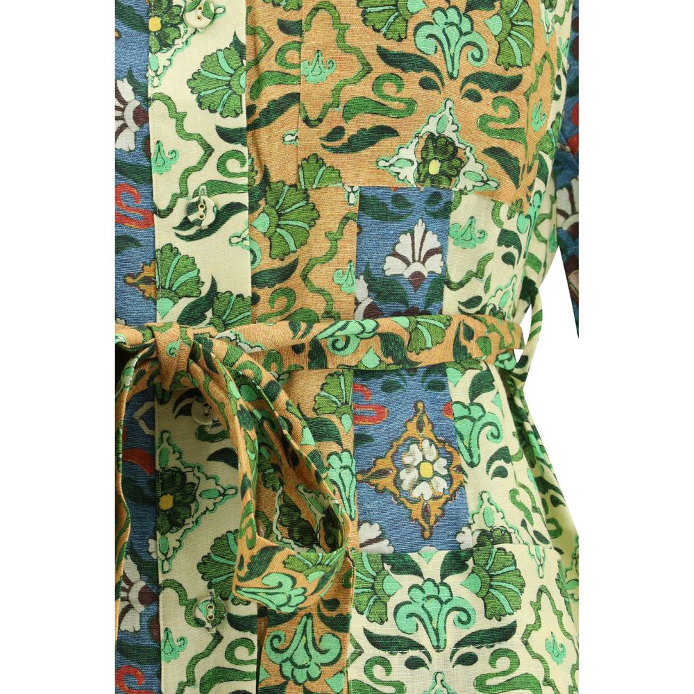 Alemais Multicolor Linen Casual Dress - immagine 3