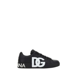 Dolce & Gabbana Black Calf Leather Bos Taurus Sneakers