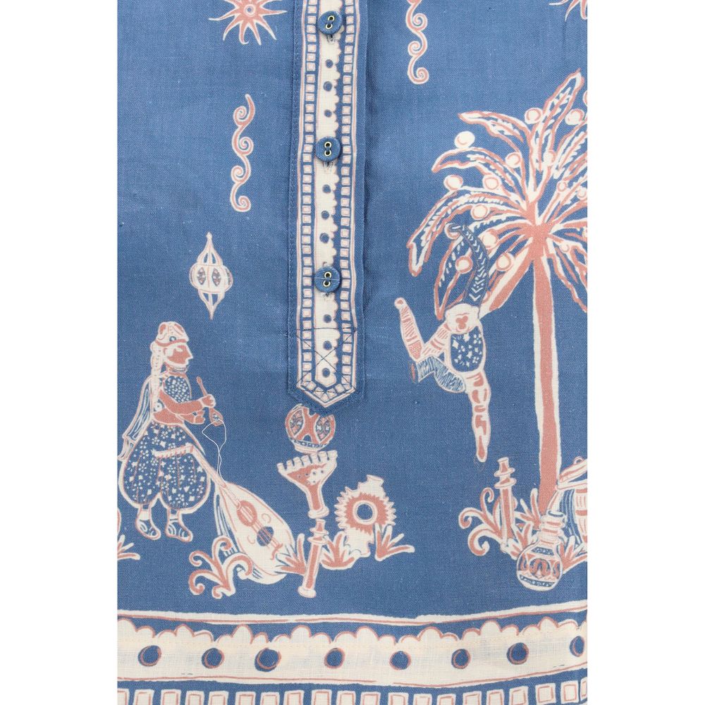 Alemais Blue Linen Pattern Shirt - immagine 3