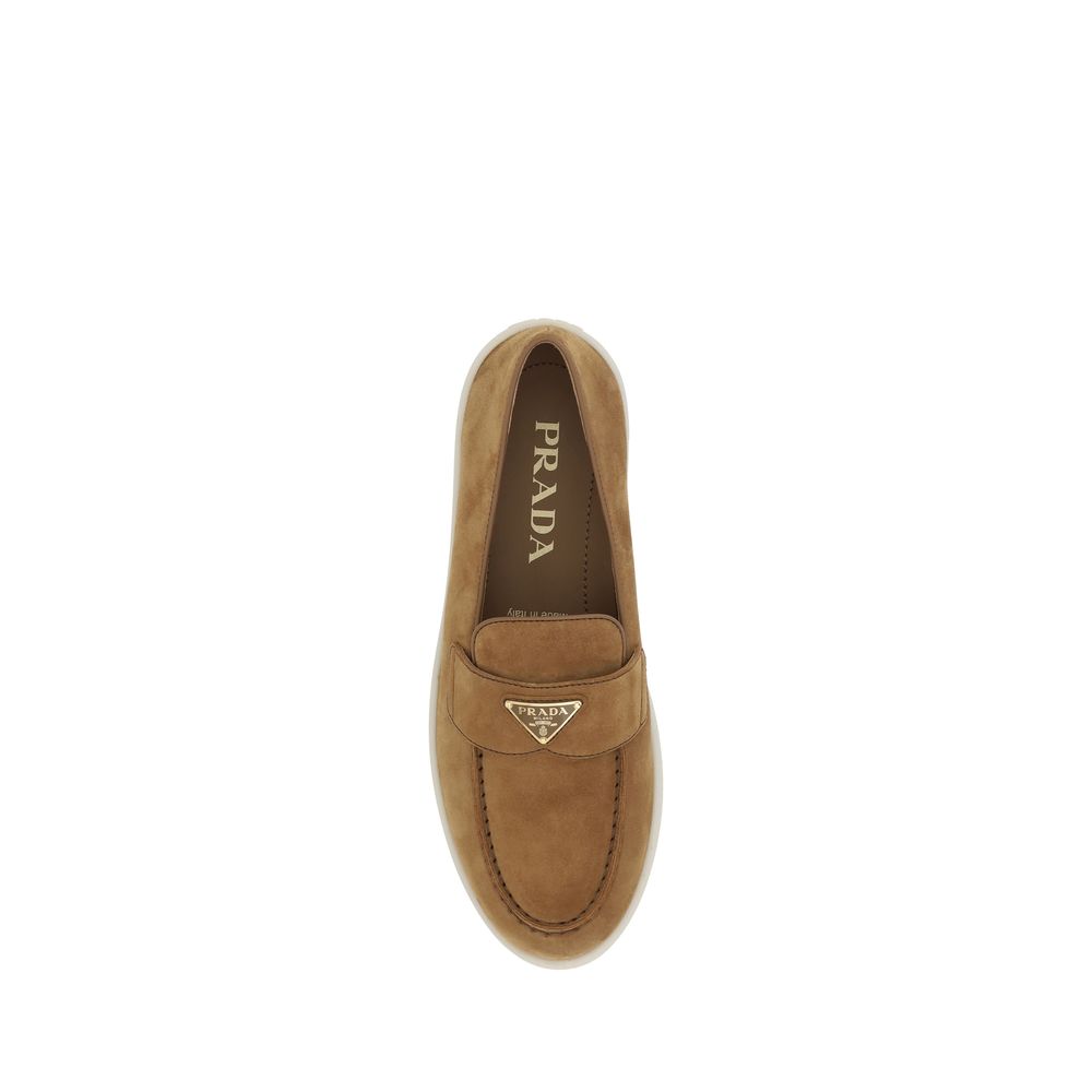 Prada Brown Calf Leather Bos Taurus Slip-On Loafers - immagine 4