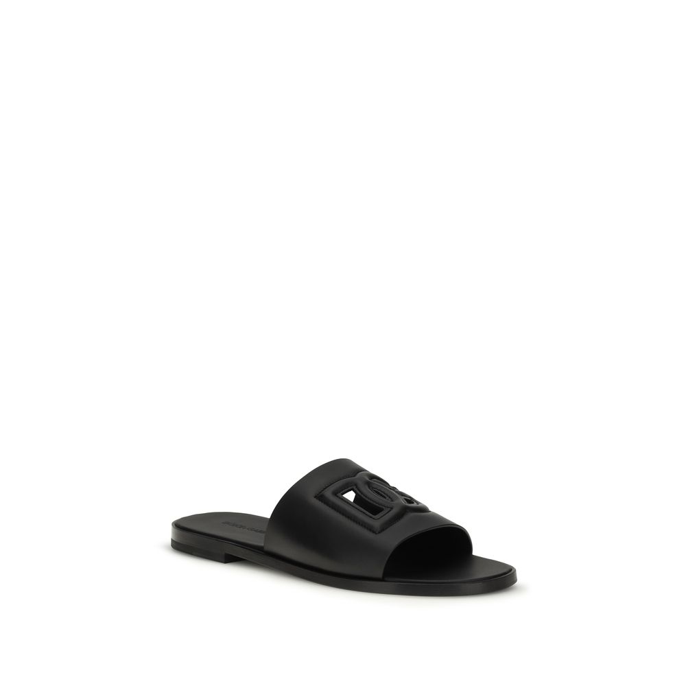 Dolce & Gabbana Black Calf Leather Bos Taurus Sandals - immagine 2