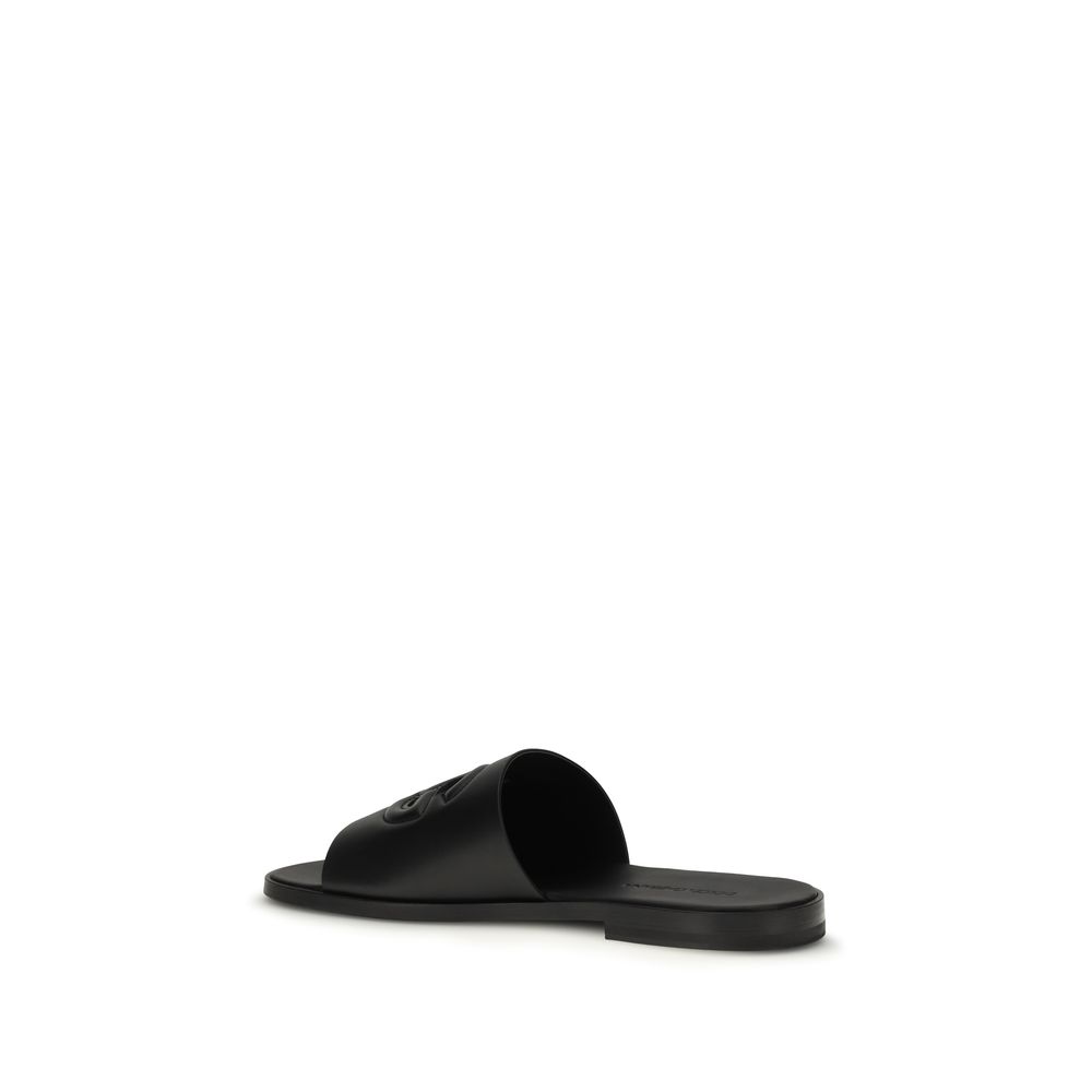 Dolce & Gabbana Black Calf Leather Bos Taurus Sandals - immagine 3