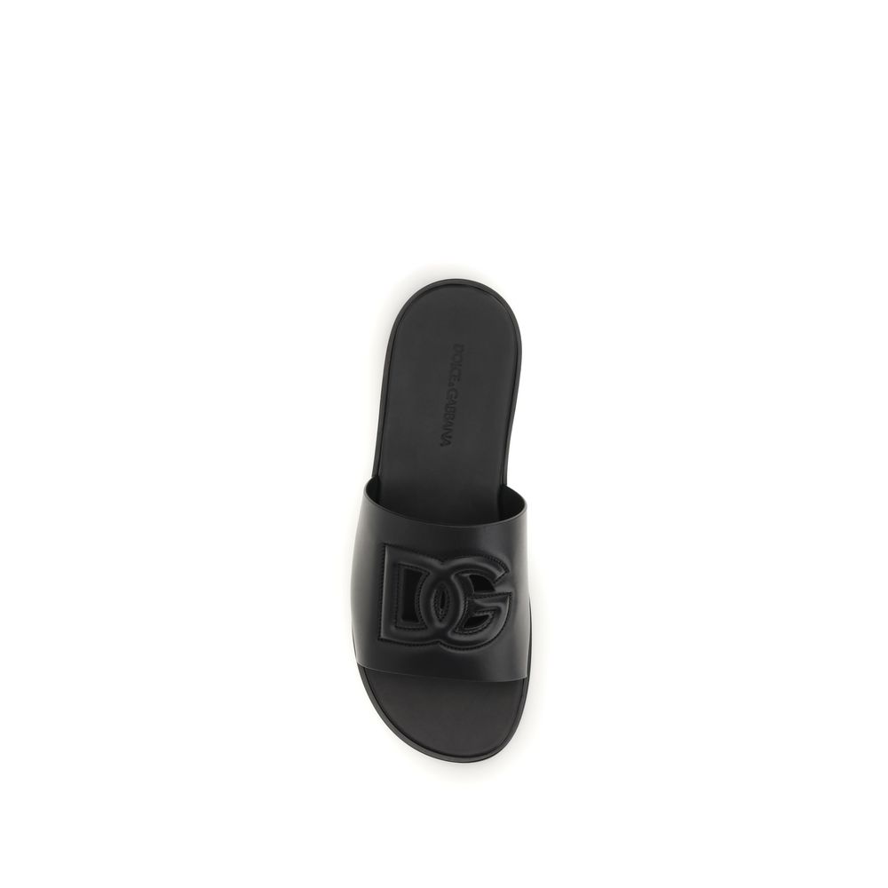 Dolce & Gabbana Black Calf Leather Bos Taurus Sandals - immagine 4