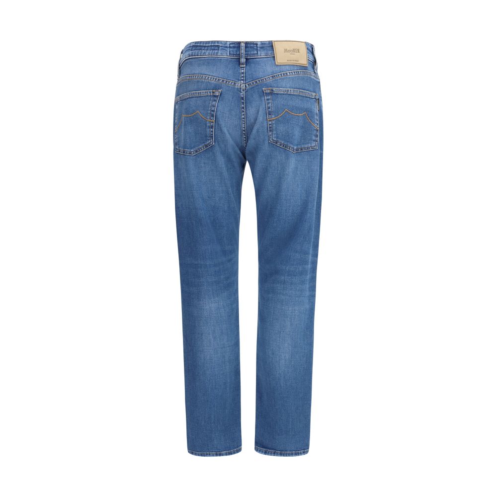 MooRER Blue Cotton Straight-Leg Jeans - immagine 2
