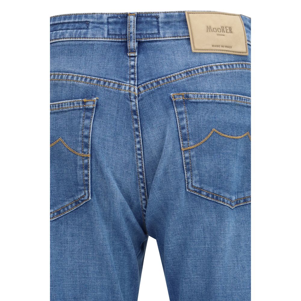 MooRER Blue Cotton Straight-Leg Jeans - immagine 3