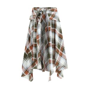 MARBELL Multicolor Linen Midi Skirt