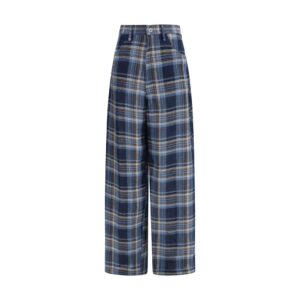 MARBELL Blue Linen Casual Pants