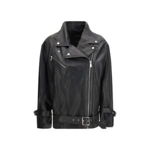 PINKO Black Lambskin Leather Jacket