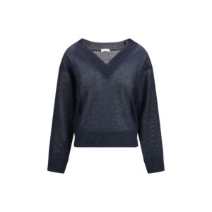 Brunello Cucinelli Blue Linen T-Shirt