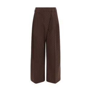 Ganni Brown Elastane Casual Pants
