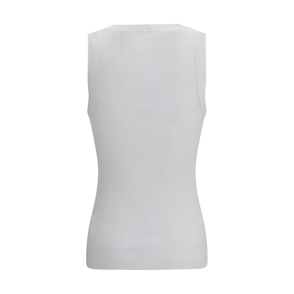 Brunello Cucinelli White Cotton Sleeveles T-Shirt - immagine 2