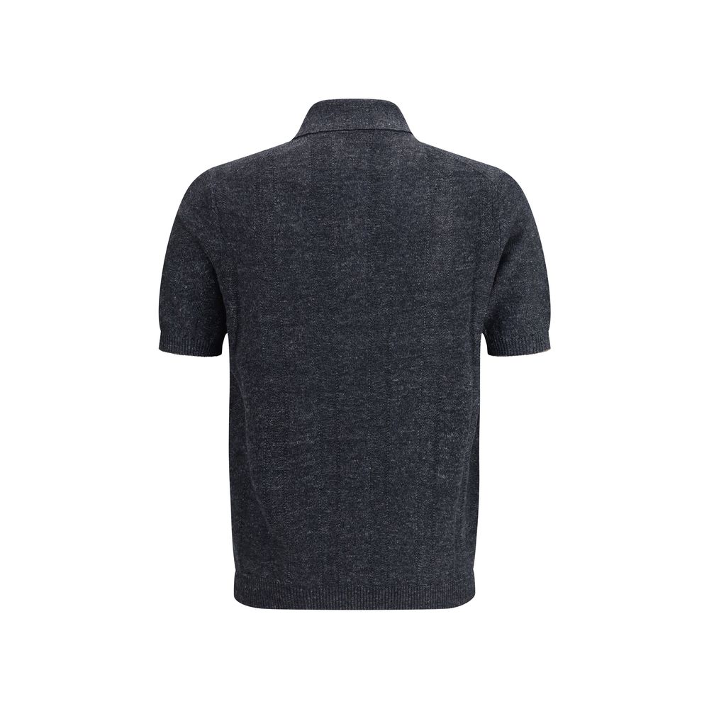 Brunello Cucinelli Gray Cotton Polo Shirt - immagine 2