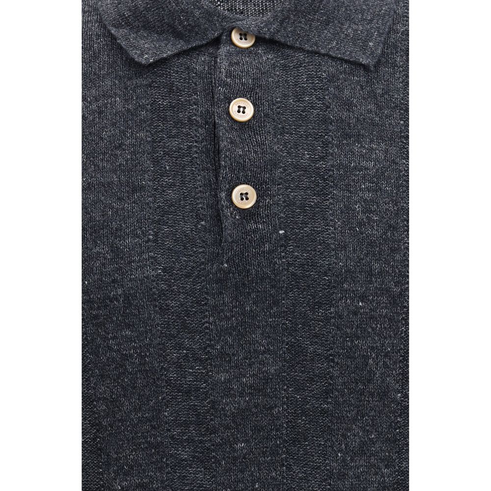 Brunello Cucinelli Gray Cotton Polo Shirt - immagine 3