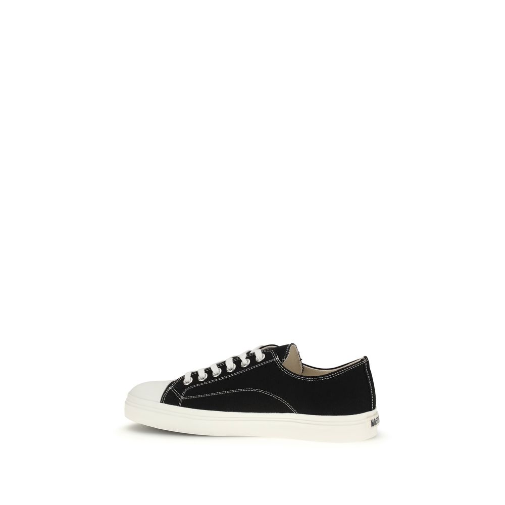 Moschino Black Cotton Low Top Sneakers - immagine 3